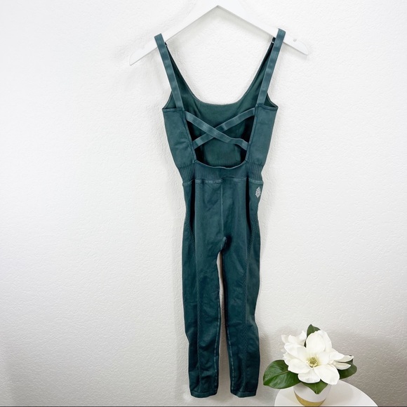 Free People Movement Good Karma Onesie Jumpsuit Shark Blue Green - Picture 9 of 9